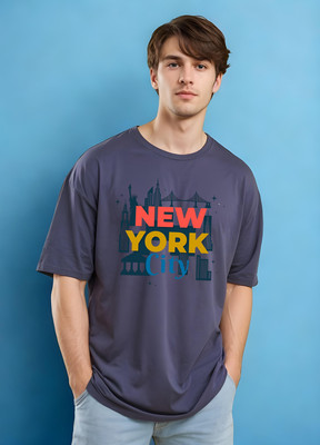 METRONAUT Self Design Men Round Neck Blue T-Shirt