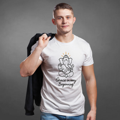 Binayak Graphic Print Men Round Neck White T-Shirt