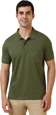Allen Solly Printed Men Polo Neck Green T-Shirt