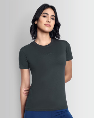 DCYPHR Solid Women Crew Neck Grey T-Shirt