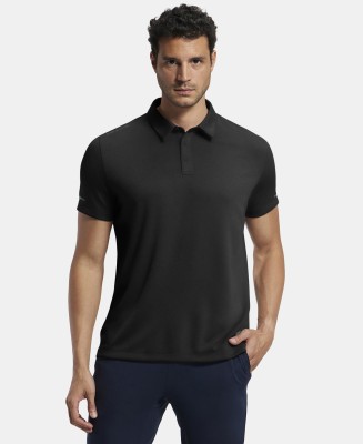 JOCKEY Solid Men Polo Neck Black T-Shirt