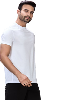 Westiva Solid Men Round Neck White T-Shirt