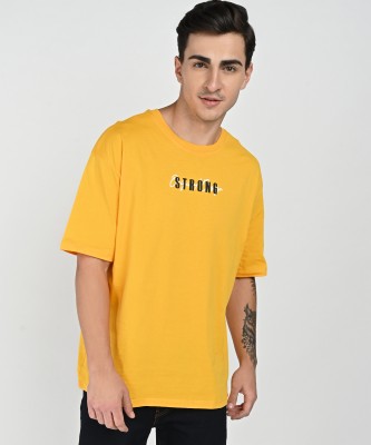 defacto Typography Men Round Neck Yellow T-Shirt