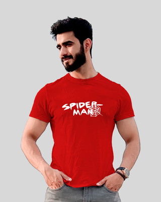JP Creation Printed, Typography Men Round Neck Red T-Shirt