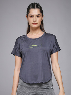 MKH Printed Women Crew Neck Grey T-Shirt