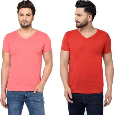 Tresna Fab Solid Men V Neck Multicolor T-Shirt