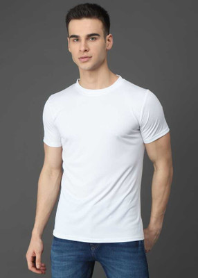 race sportswear Solid Men Round Neck White T-Shirt