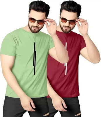 REVIZO Solid Men Round Neck Multicolor T-Shirt
