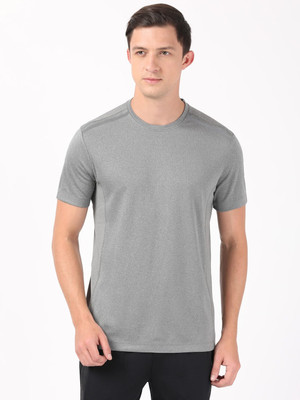 JOCKEY Solid Men Round Neck Grey T-Shirt