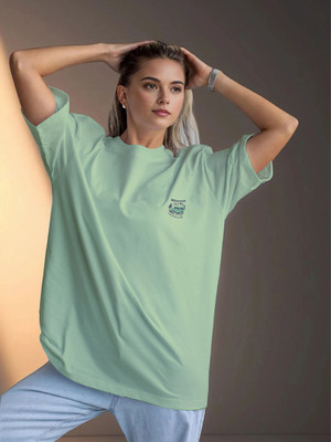 Moda Rapido Printed Women Round Neck Green T-Shirt