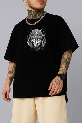 RIVONN Graphic Print Men Round Neck Black T-Shirt