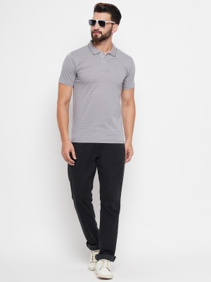 RISS Self Design Men Polo Neck Grey T-Shirt