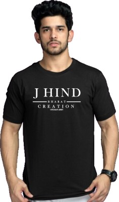 J hind creations Solid Men Round Neck Black T-Shirt