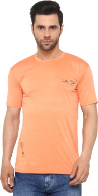 Urban Rod Solid Men Round Neck Orange T-Shirt