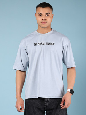 V-MART Printed Men Round Neck Blue T-Shirt