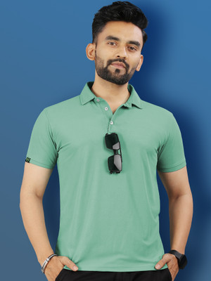 VeBNoR Solid Men Polo Neck Light Green T-Shirt