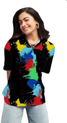 THE BLAZZE Graphic Print Women Round Neck Multicolor T-Shirt