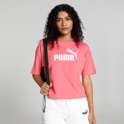 PUMA Solid Women Crew Neck Pink T-Shirt