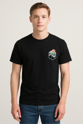 PPSENTERPRISE Printed Men Round Neck Black T-Shirt