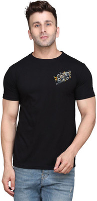 GEUM Graphic Print Men Round Neck Black T-Shirt