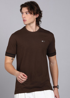 PETER ENGLAND Solid Men Round Neck Grey T-Shirt