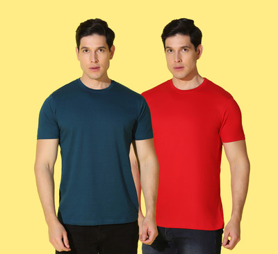 WOOSTRO Solid Men Round Neck Multicolor T-Shirt
