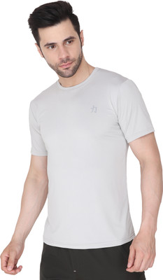 Herculeen Solid Men Round Neck Grey T-Shirt