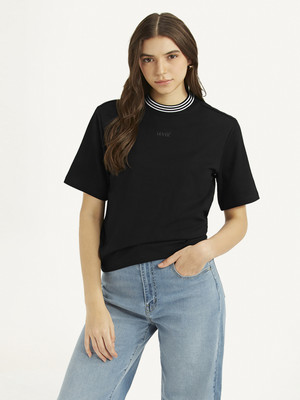 LEVI'S Solid Women Crew Neck Black T-Shirt