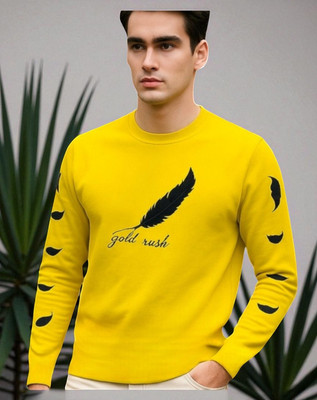 FASHIUM Printed Men Round Neck Yellow T-Shirt