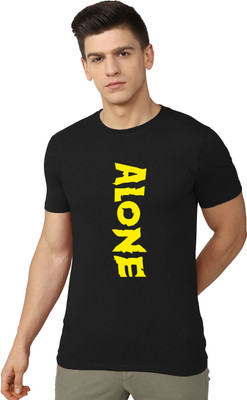 RULEDBYSUN Typography Men Round Neck Black T-Shirt
