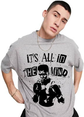 brief chickade Self Design Men Crew Neck Grey T-Shirt