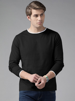 THE DRY STATE Solid Men Round Neck Black T-Shirt
