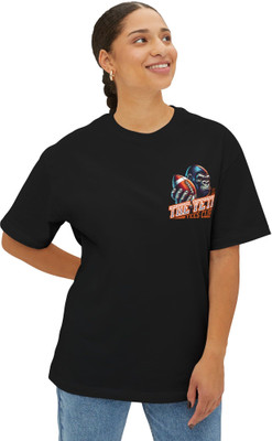 the yeti Printed Women Round Neck Black T-Shirt