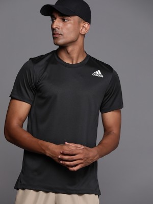 ADIDAS Printed Men Round Neck Black T-Shirt