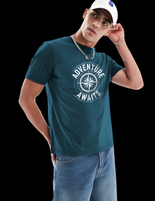 RAN ELEVEN COMPANY Graphic Print Men Round Neck Dark Blue T-Shirt