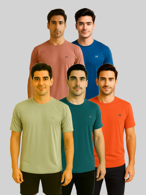 Force NXT Solid Men Round Neck Multicolor T-Shirt