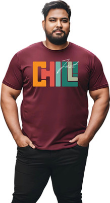 KART BLACK Self Design Men Round Neck Maroon T-Shirt