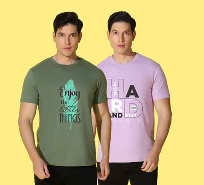 WOOSTRO Printed Men Round Neck Multicolor T-Shirt