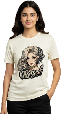 Aasha-Kriti Graphic Print Women Round Neck White T-Shirt