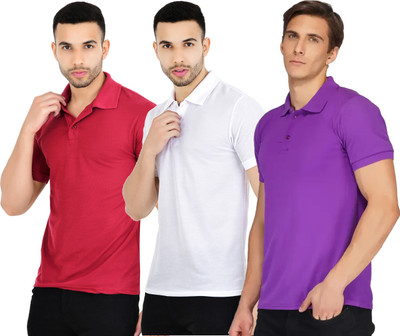 KEOTI Solid Men Polo Neck Multicolor T-Shirt