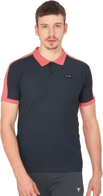 TECHNOSPORT Colorblock Men Polo Neck Red, Blue T-Shirt