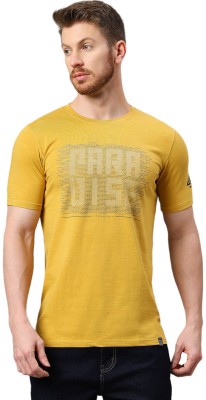 Klub Fox Printed Men Round Neck Yellow T-Shirt