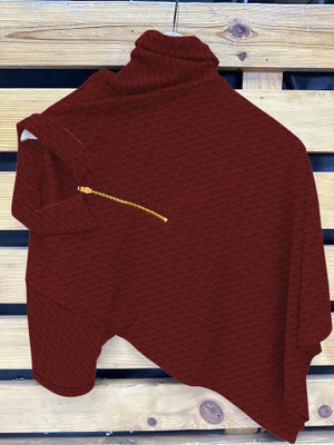 KAJARU Self Design Men Polo Neck Maroon T-Shirt