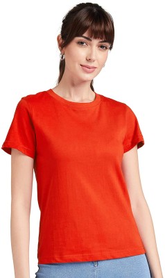 kapasiya Solid Women Round Neck Reversible Orange T-Shirt