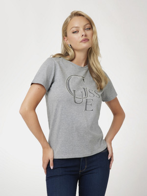 GUESS Printed Women Round Neck Grey T-Shirt