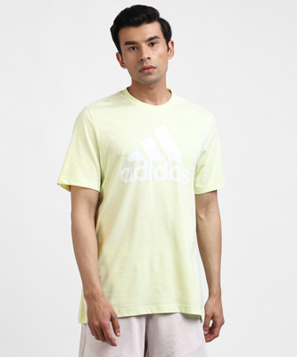 ADIDAS Typography Men Round Neck Green T-Shirt