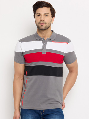 DUKE Striped Men Polo Neck Multicolor T-Shirt