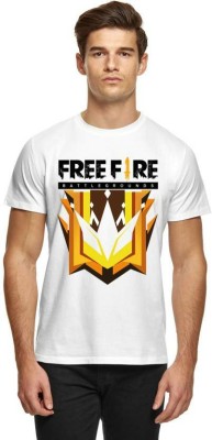 free fire tees Printed Men Round Neck White T-Shirt