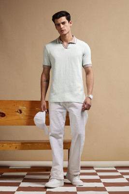 Eszett Printed Men Polo Neck Green T-Shirt