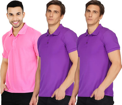 KEOTI Solid Men Polo Neck Multicolor T-Shirt